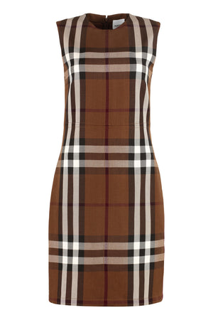 Exploded check motif sheath dress-0